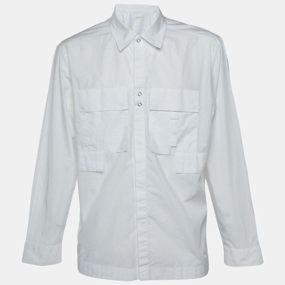Craig Green White Textured Cotton Pocket Detail Shirt Xl